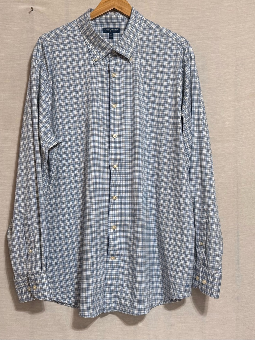 Peter Millar Crown Crafted Blue Plaid Stretch Shirt XXL NWOT